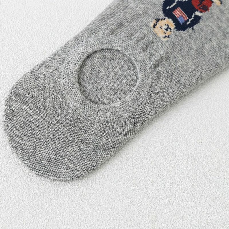 Unisex Japanese Non-slip Cartoon Slippers Socks Cotton Casual Hosiery Middle Tube Hosiery Korean Style Socks Men's Boat Socks