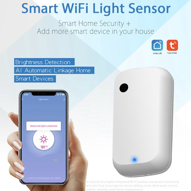 Sensor de iluminación inteligente para el hogar, Control de enlace, Sensor de brillo, iluminación Tuya Zigbee