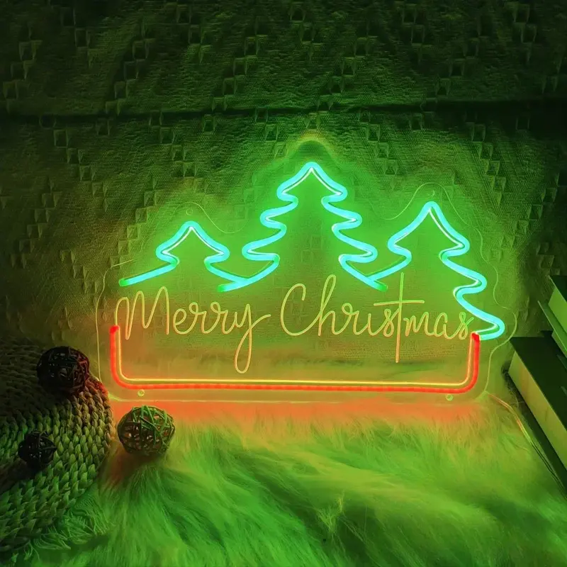 Merry Christmas Tree Neon Sign Engrave Personality Led Lights For Christmas Decoration Gifts To Friends Room Decors Aesthetic