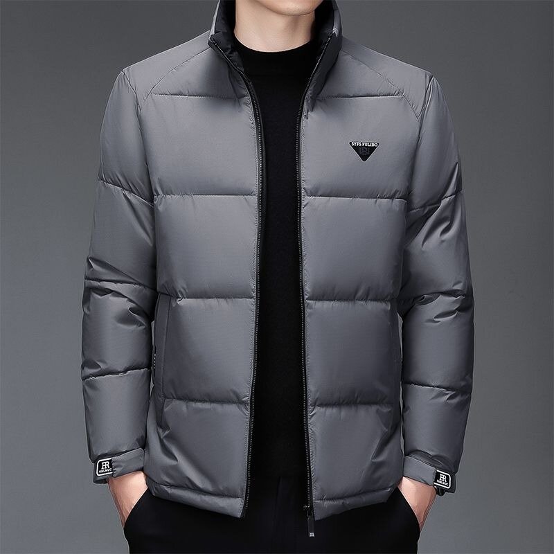 Business Casual Male Cotton-Padded Coat Men Fashion Slim Stand Collar Outcoat Winter New High-End Thick Warm Large Size Outwear