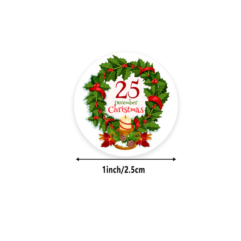 500Pcs Christmas Tree Santa Claus Merry Christmas Stickers 1inch Thank You Stickers for Gift Box Sealing Holiday Candy Bag Decor