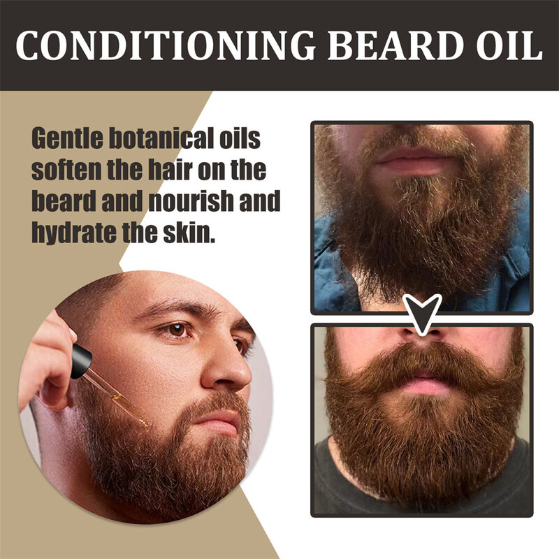 Óleo vegetal suave para cuidados capilares, Óleo de barba, Extrato natural, Óleo para amolar o cabelo na barba, Óleos essenciais para cabelos resistentes