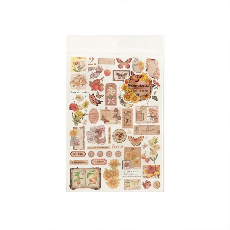 Seri Taman kupu-kupu pecinta kartu stiker jurnal antik stiker kertas Washi Kit buku tempel bahan buku tempel