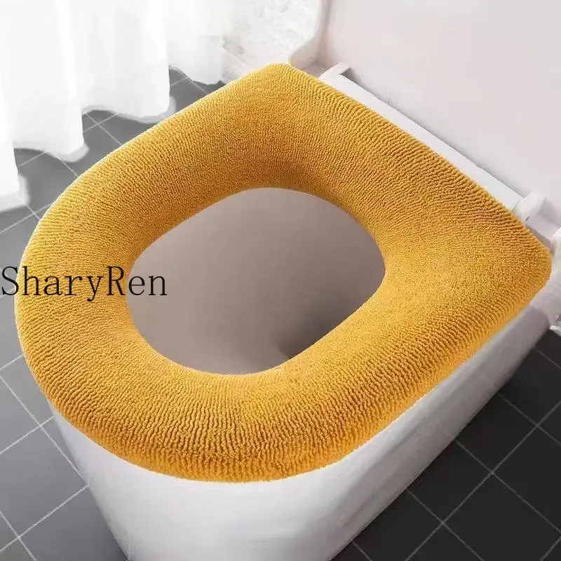 Penutup Kursi Toilet Universal Warna Murni Pola Labu Penutup Kursi Toilet Lembut Hangat Bantal Tempat Duduk Toilet Kamar Mandi Aksesori Toilet
