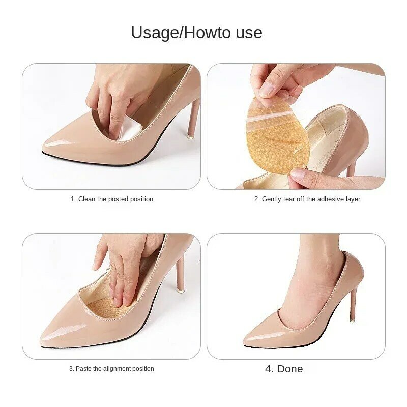 6 Pcs High Heel Shoes Front Forefoot Half Sole Pads Insert Ball Comfy Silicone Insoles Cushion Foot Care Forefoot Insoles Solid