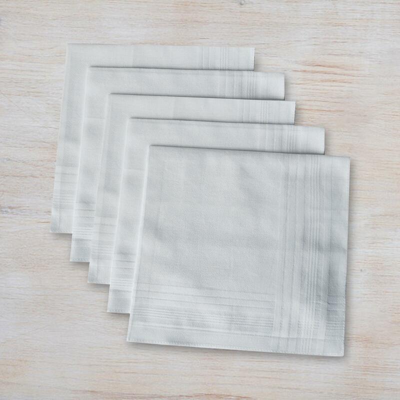 5Pcs Men's White Handkerchiefs Gifts Classic 16inch Square Pocket Handkerchief for Weddings Casual Formal Grandfathers Gentlemen