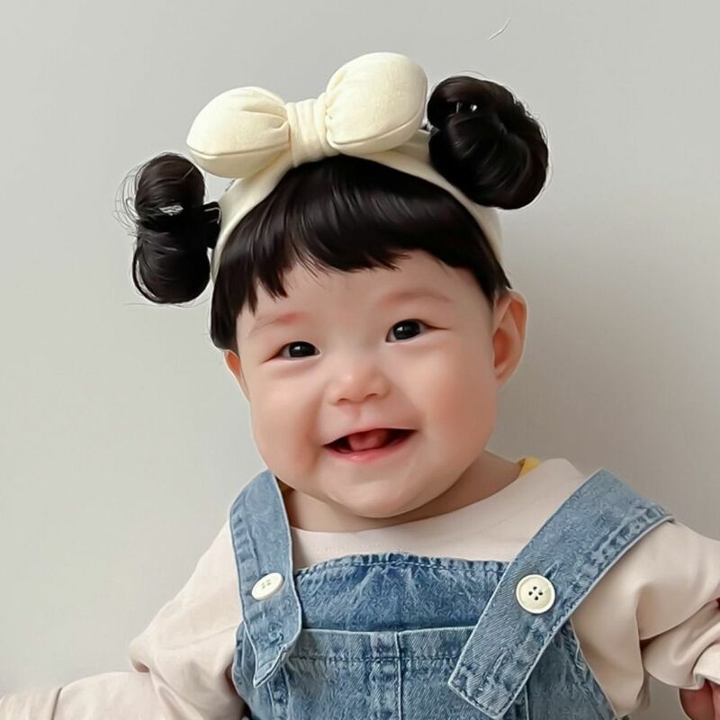 Cute Cotton Bow Headbands para meninas do bebê, peruca de cabelo infantil Chapéu Hairpiece Headwear para crianças recém-nascidas, acessórios de moda