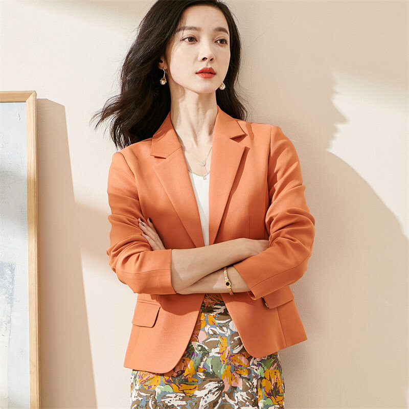 Женский короткий Блейзер, однотонный облегающий пиджак в Корейском стиле, весна-лето 2023