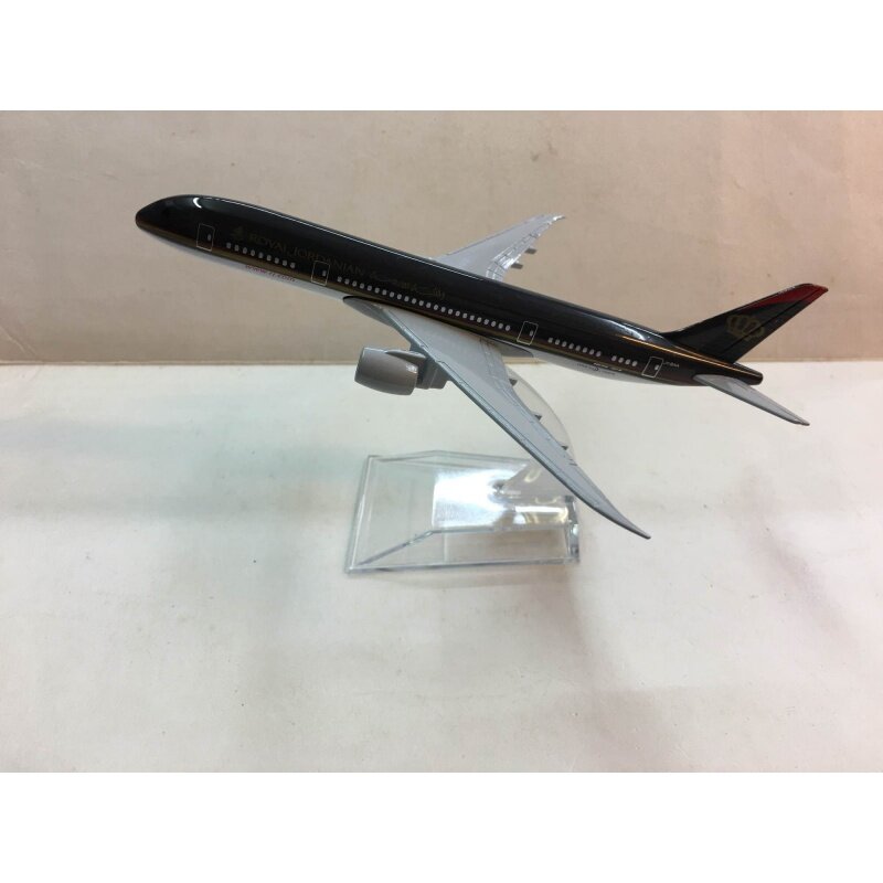 FLS Royal Jordanian B787 Diecast Metal Airplane Collection with Stand for Display Miniature Aircraft Vehicle Models Home Shop Of