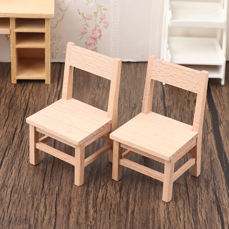 1/12 Dollhouse Miniature Wooden Chair Living Room Furniture Decoration Dolls House Accessories For Kid Pretend Play Toy