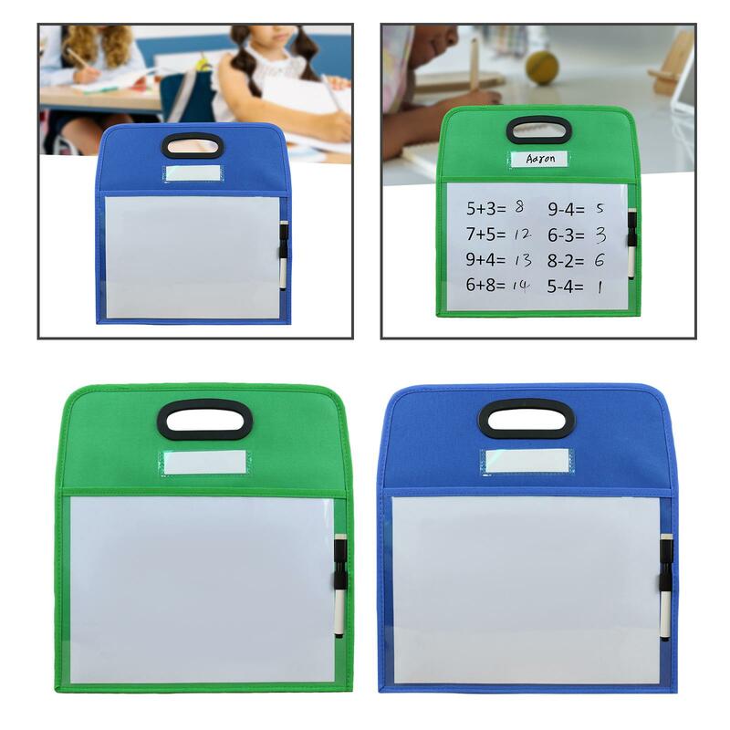 Dry Erase Pockets Reusable Clear Classroom Supplies with Marker Holder Dry Erase Sheets for Group Activity Classroom Teaching