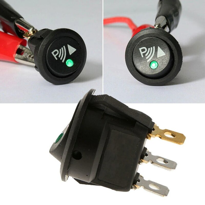 1pc Car Round Black Toggle Switch For Cars 12V, 20Amp With Green Illumination  Made From Sturdy Plastic & Metal, 3x2x2cm