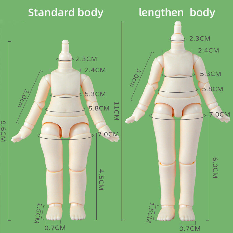 New YMY Body Joint Doll fai da te Boy girl Body per obitsu 11, GSC Head, Ob11,1/12BJD accessori per bambole giocattolo di ricambio per mano comune