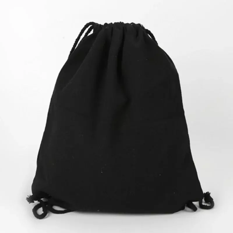 Хлопковая сумка для покупок на заказ, Холщовая Сумка на плечо для школы и спортзала, для путешествий, с кулиской, с карманами, студенческий рюкзак