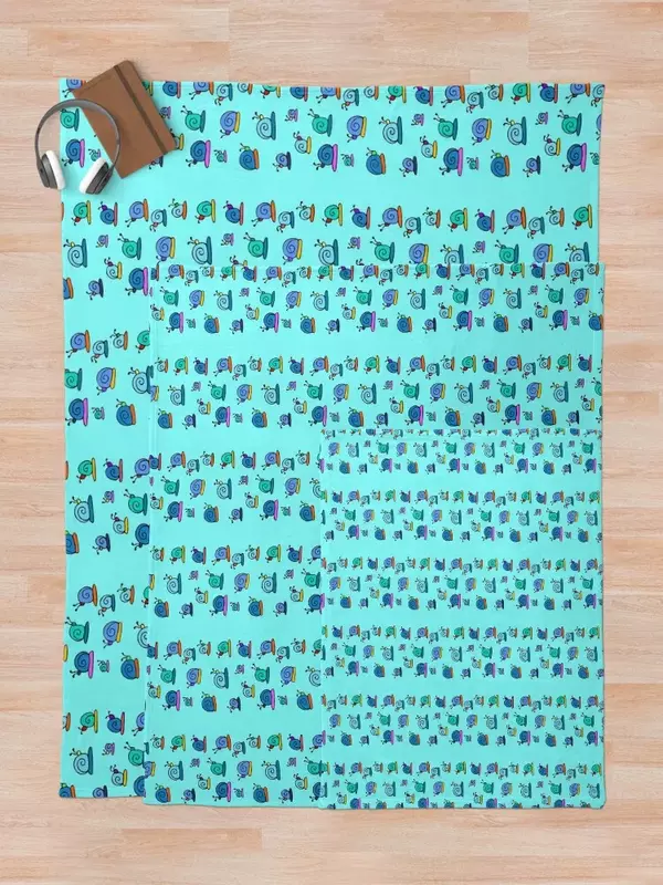 화려하고 귀여운 달팽이 패턴 (청록색) 던지기 담요, 잠자기 위해 무거운 럭셔리 디자이너 담요