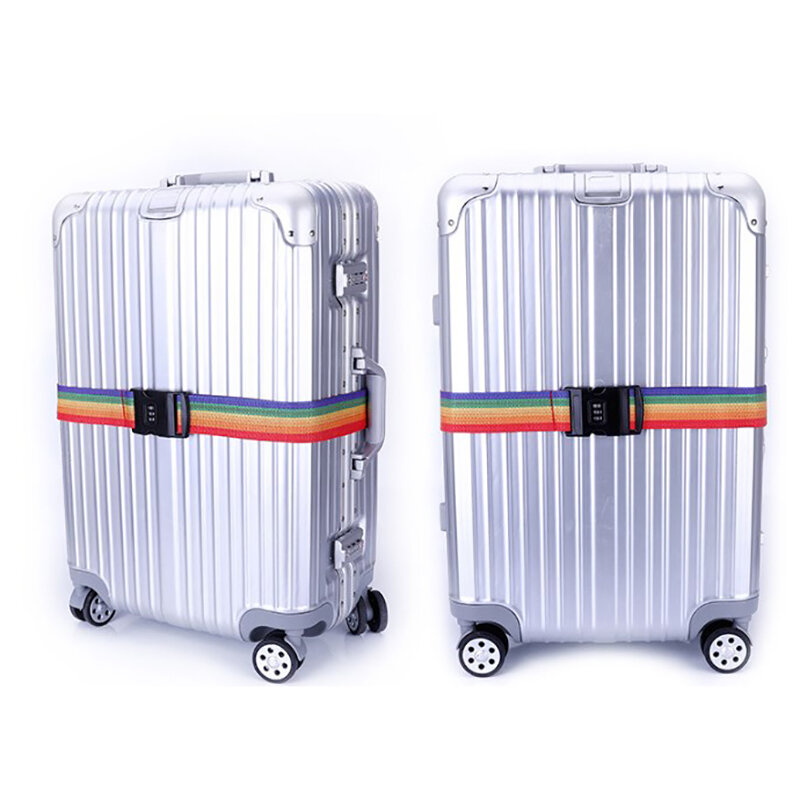 Candado con contraseña para equipaje, 1 piezas, 2 metros, arcoíris, correa de equipaje, 3 dígitos, hebilla