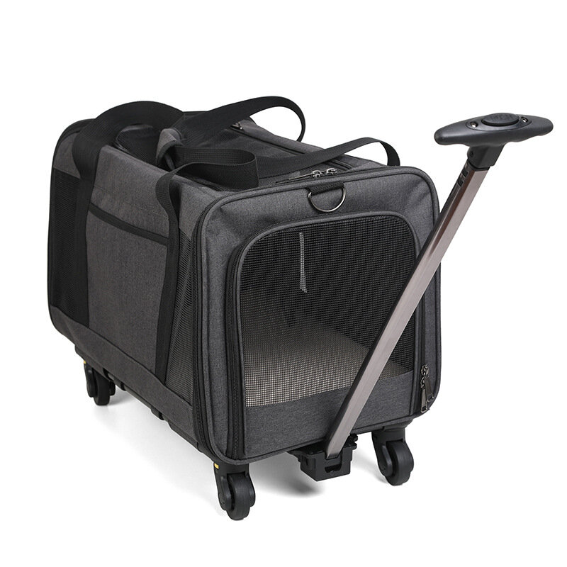 Pet Cat Carrier Rolling Puppy Trolley Rolling Airline Approved Travel Wheels Luggage Bag