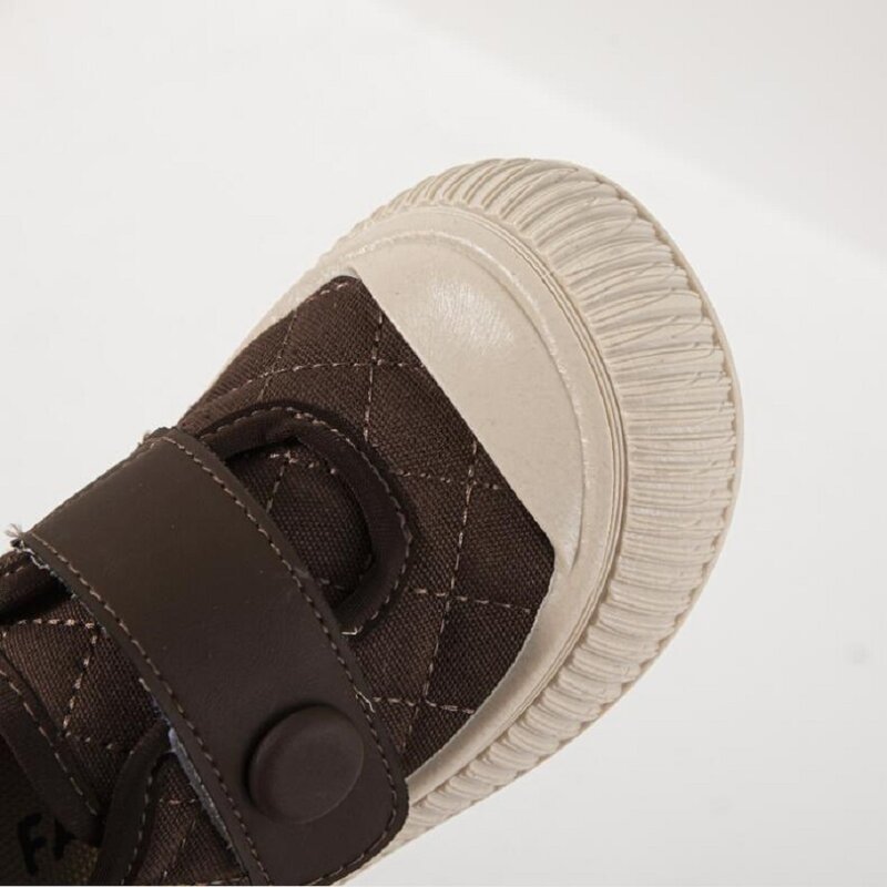Brezentowe buty dla dzieci Lingge dziewczęce chłopięce Retro Casual buty 2024 jesień New Baby buty deskorolkowe czarna głęboka kawa rozmiar 23-30
