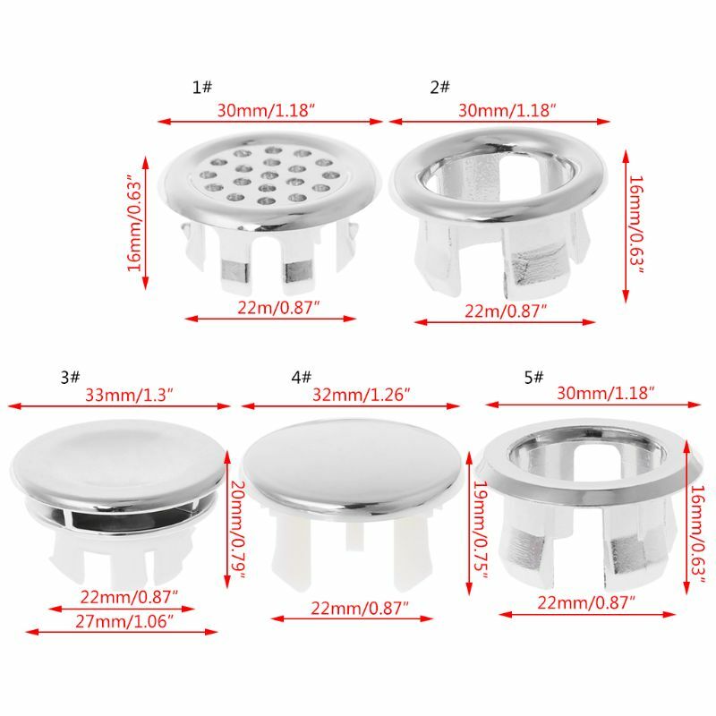 Bathroom Basin Sink Overflow Ring Round Insert Hole Cover Cap