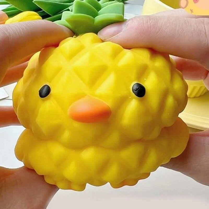 Bebek nanas mainan pereda stres hewan bebek bola pelepas stres mainan sensorik Fidget buah ayam