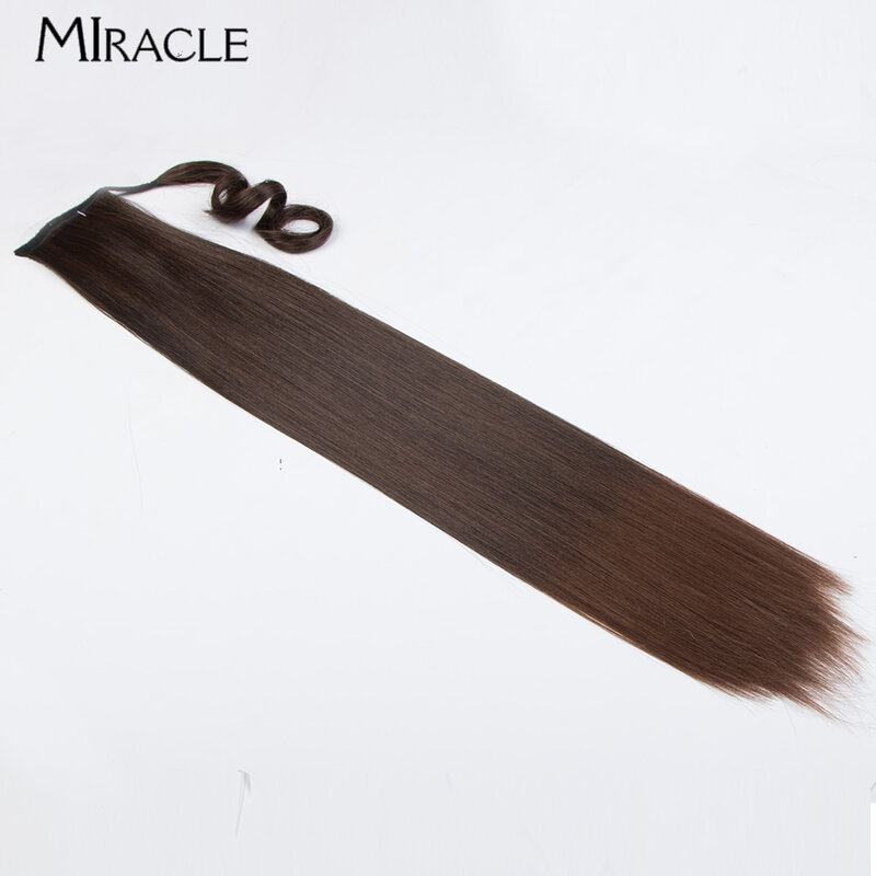 MIRACLE Synthetic Straight Ponytail Hair Extensions Women Wrap Around Ponytail 30 Inch Heat Resistant Fake Hair Piece Pony Tails