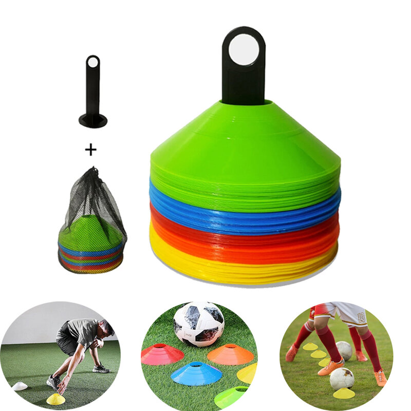 10 sztuk stożek zestaw do grania w piłkę nożną sprzęt dla Kid Pro Disc stożki Agility ćwiczenia przeszkody unikanie Sport akcesoria treningowe