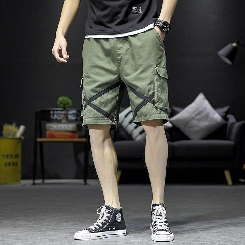 Workwear Shorts mehrere Taschen Herren Sommer koreanische Version Trend lose Straße lässig Taille Kordel zug passend männlich kurz