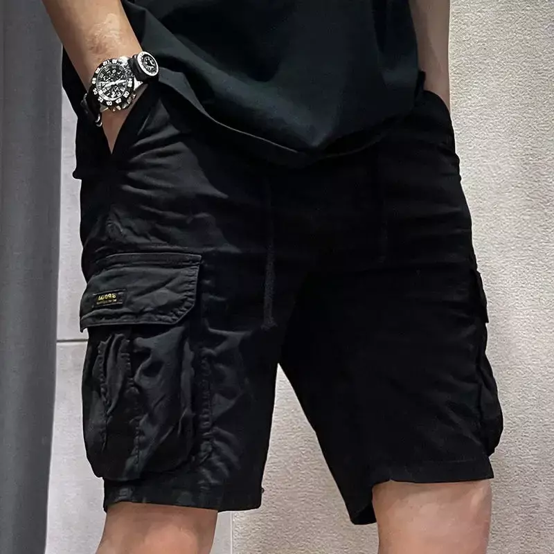Mens Cargo Shorts with Zipper Bermuda Short Pants for Men Combat Black Y2k Designer Casual Streetwear Baggy Harajuku Loose Homme