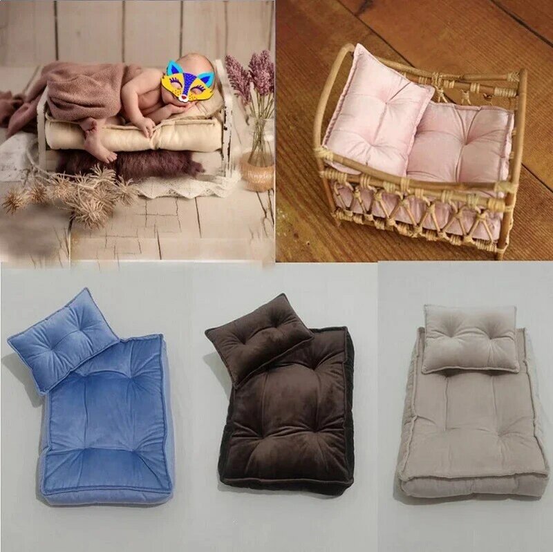 Accessoires de photographie de nouveau-né, mini matelas, oreiller, literie pour séance photo, tapis, coussin