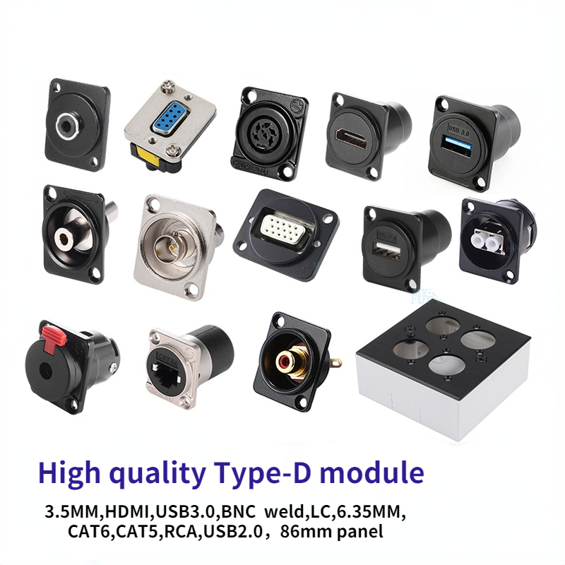 1Pc Hoge Kwaliteit Audio Multimedia Originele Type-D Module Connector Voor 86 Panel Vga HDMI2.0 USB3.0 USB2.0 CAT5 CAT6 Base Rca