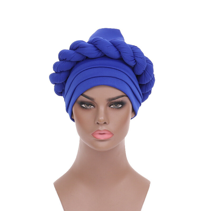 ผ้าโพกหัวแอฟริกันผู้หญิงหมวกแก๊ปสีทึบสไตล์แฟชั่นสำหรับผู้หญิงแอฟริกันสำหรับฤดูใบไม้ร่วง