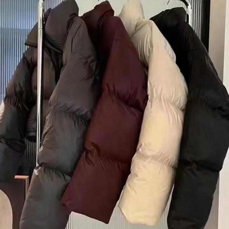 여성용 크롭 파카, 두꺼운 따뜻한 다운 재킷, 올 매치 지퍼, 퍼프 아우터, 패션 스트리트웨어, 겨울
