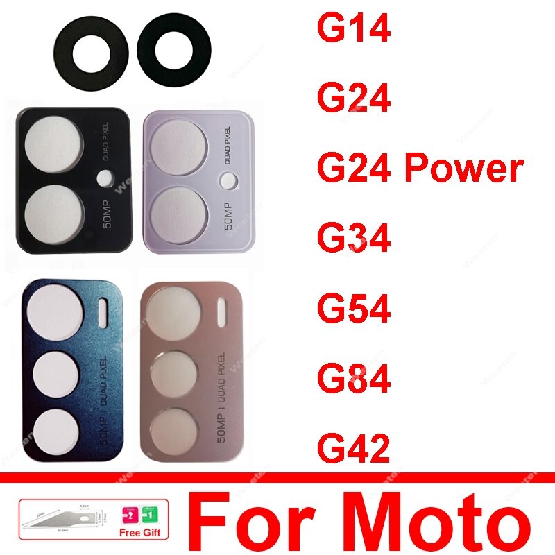 Rear Camera Lens Glass For Motorola MOTO G14 G24 G34 G54 G84 G42 G24 Power Back Camera Glass Lens Adhesive Sticker Repair Parts