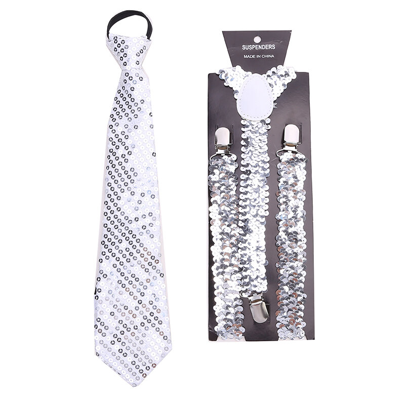 Bretelle con paillettes brillanti per uomo e donna Costume con bretelle elastiche larghe regolabili per impieghi gravosi e resistenti