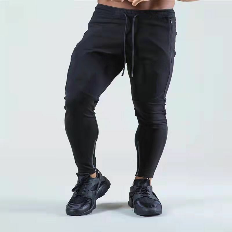Брюки для фитнеса для мужчин, Новинка весна-осень, дышащие спортивные и повседневные брюки, облегающие, маленькие защитные брюки на молнии для ног