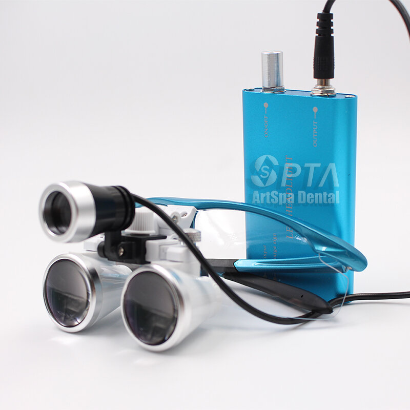 Faro Binocular con lupas de aumento para odontología, linterna frontal transparente de 3,5x420mm, portátil, médico, dentista y clínica