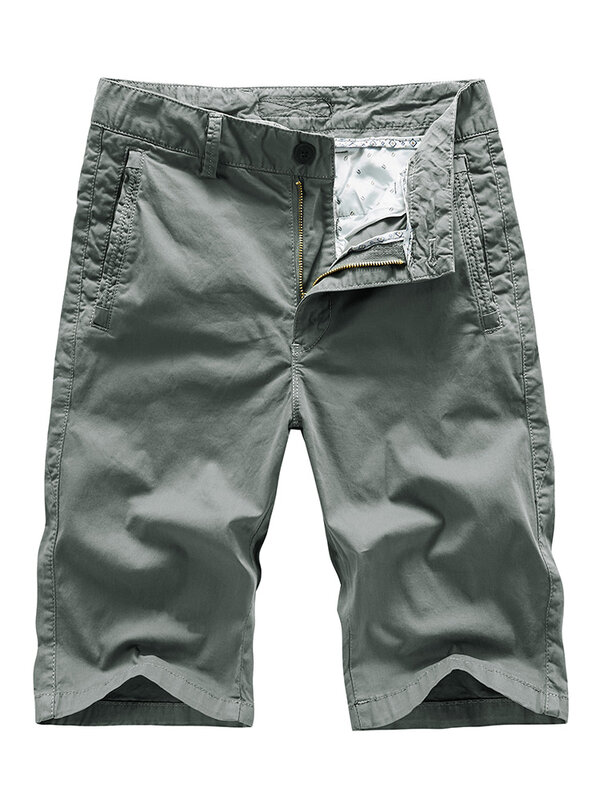 Pantalones cortos chinos para hombre, Shorts de algodón transpirables hasta la rodilla, clásicos, rectos, informales, novedad de verano, 2022