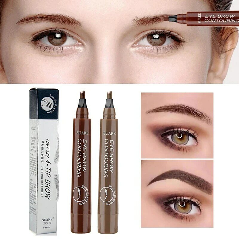 0.1mm Ultra-fine Eyebrow Pencil 4-fork Nature Non-fading Lasting Waterproof Liquid Tint For Eyebrows High Quality Professional