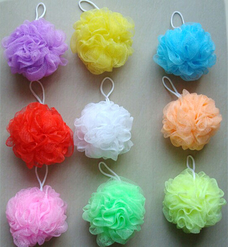 1PCS Soft Body Bubbles Sponge Bath Ball Nylon Scrubber Loofah Mesh Net Ball Cleaning Bath Sponge Multi-color Shower Flower