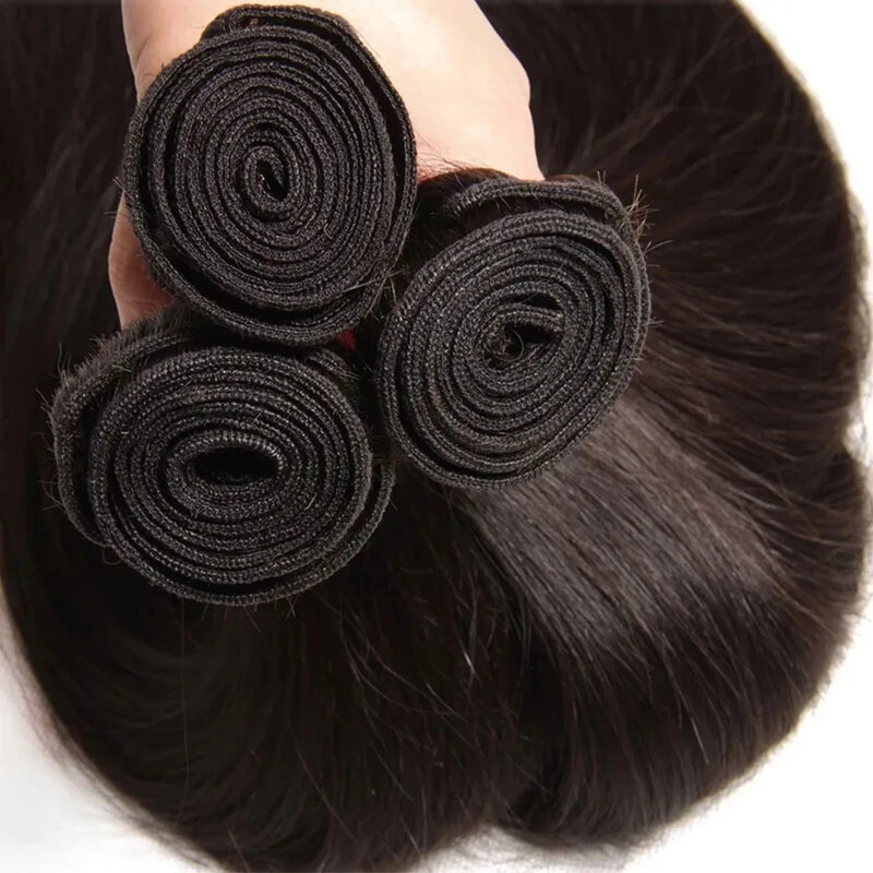 Naturalny czarny kolor brazylijskie włosy splot 28 30 32 40 cali 3 4 wiązki kości proste 100% Remy doczepy z ludzkich włosów wątku