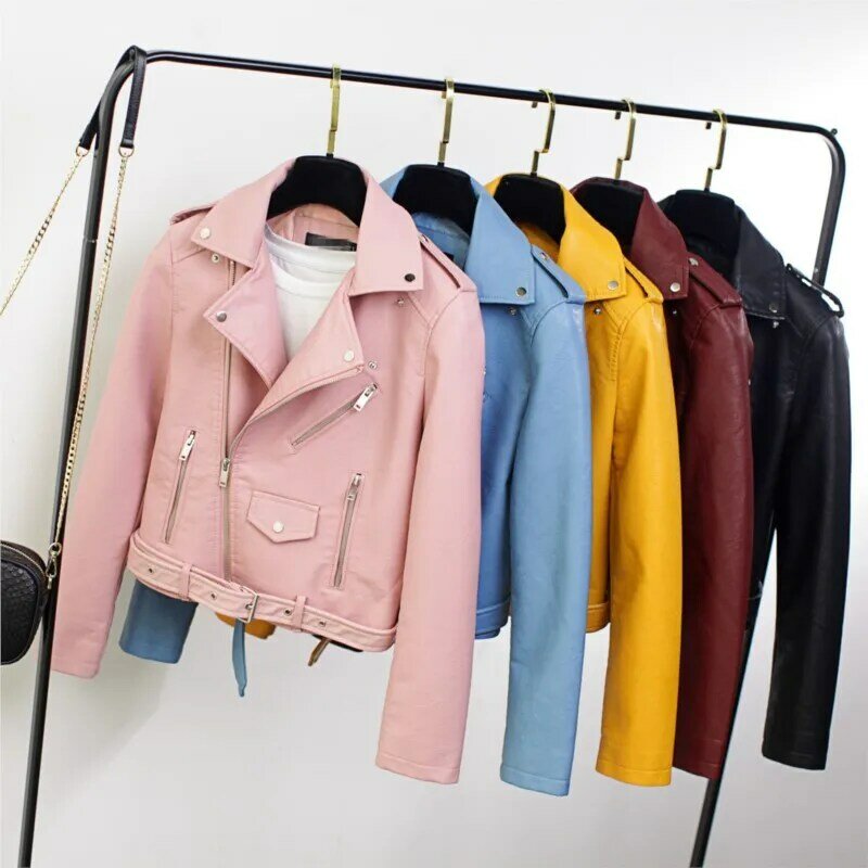 SUSOLA 여성용 Pu 가죽 재킷, 트렌디한 밝은 색상, 좋은 품질, 여성용 메인 스트리트 코트, 신상 용수철, S-XL