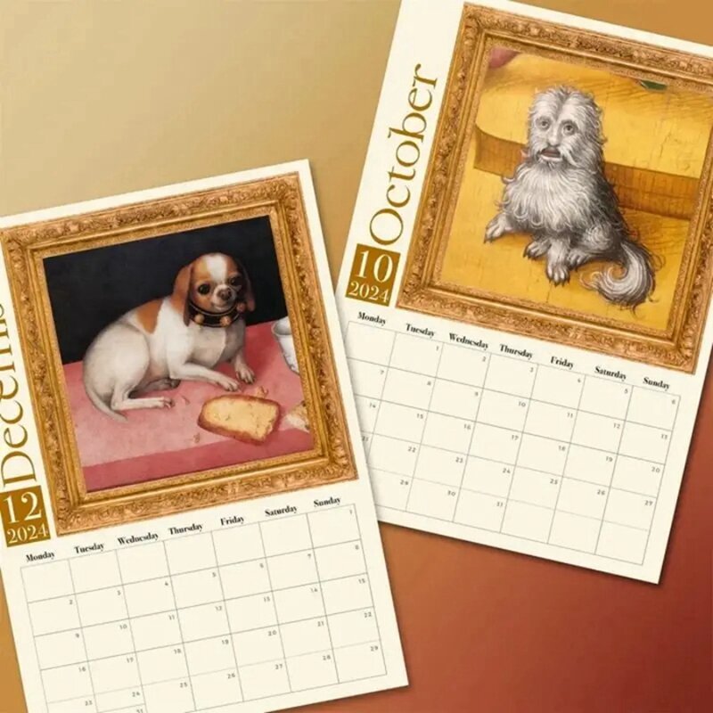 Weird Medieval Dogs Wall Calendar, Renaissance Retrowall, Anti-Tear Dogs, 2024