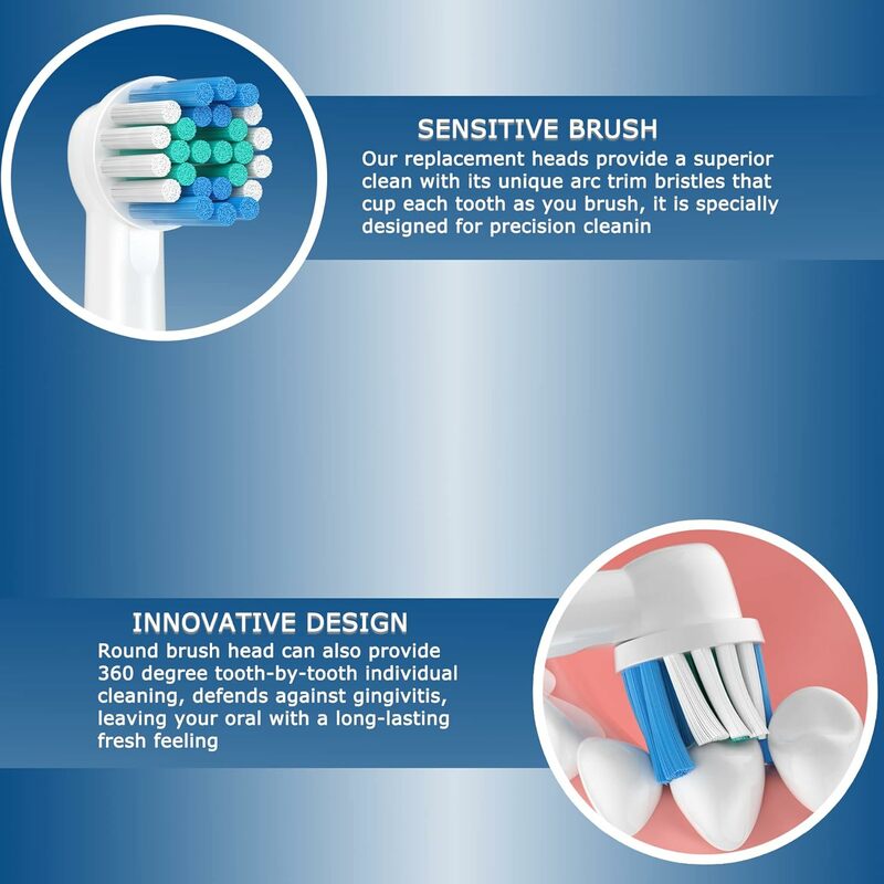 Cabezales de cepillo de dientes eléctrico 20 piezas, compatibles con Oral B Braun 12 Cross Action 8, cabezales de repuesto de limpieza de precisión para Oral B