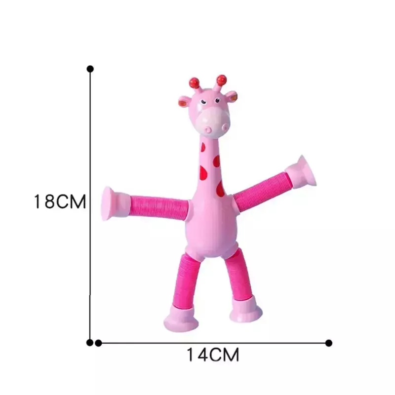 Kinder Saugnapf Giraffe Spielzeug Pop Rohr Saugnapf Rohr becher Teleskop Giraffe Kinder Teleskop Rohr Spielzeug für Mädchen