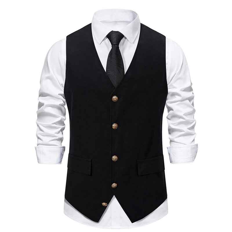 Vintage Retro Weste Weste für Männer Business Button Up Top Plaid Hochzeit Smart Casual Anzug ärmellose V-Ausschnitt Tops