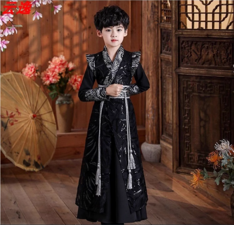 Hanfu per bambini bei giovani vestiti da maestro abbigliamento da prestazione in stile cinese