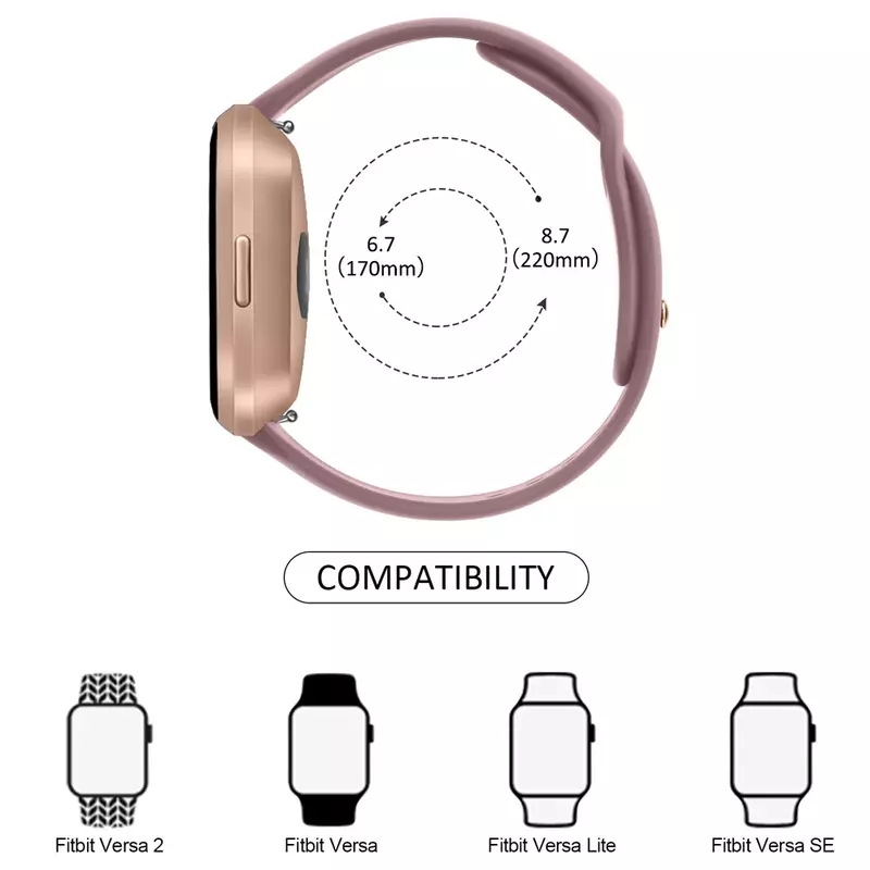 Pulseira de relógio de silicone para Fitbit Versa, Versa 2, Versa 3, Versa 4, Pulseira Sport, Lite, Sense, Sense2 Band