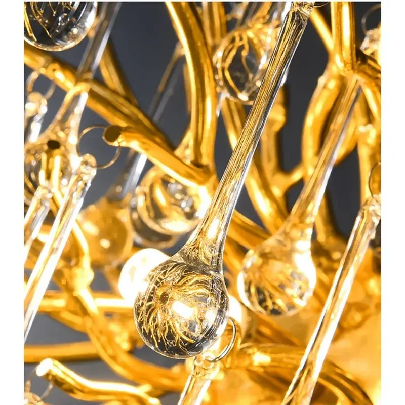 Nowoczesny luksusowy żyrandole oświetlenie złote zawieszki szklana lampa Idoor zawieszka do wystroju domu lampa do salonu stół sypialnia G9