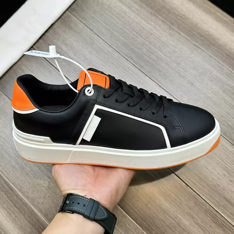 High Quality Men's Original cowhide  Casual Shoes Genuine Leather sneakers Black  white