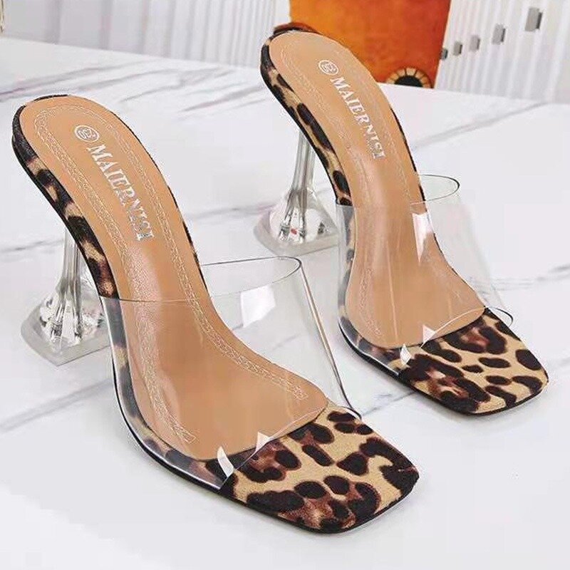 2024 nuove pantofole in gelatina di PVC aperte con tacco alto da donna pantofole con tacco trasparente scarpe da donna di moda pantofole Sexy Plus Size